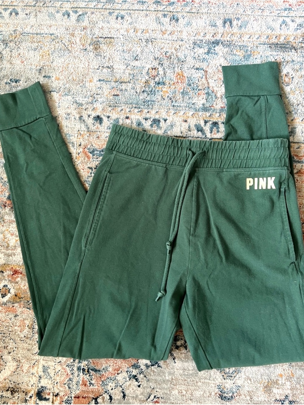 PINK by Victoria’s Secret Green Drawstring Jogger Leggings w/ Pockets Size Small